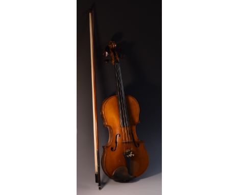 A German violin, 36.5cm one piece back, double purfling, label to interior  Hermann Schlosser, Geigenmache in Eirlbach Gesetz