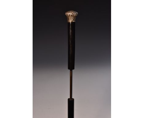 An Edwardian ebonised sword stick, silver fluted pommel, 88cm long