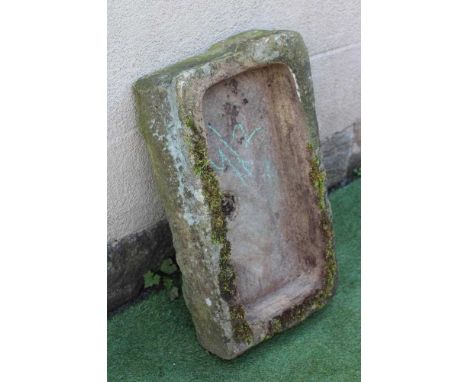 A SANDSTONE TROUGH of well cut oblong form, 30" x 16" x 6 1/2" (Est. plus 24% premium inc. VAT)Condition Report: Good