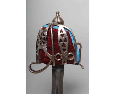 AN 1828 PATTERN HIGHLAND INFANTRY OFFICER'S BROADSWORD for the 71st Highland Light Infantry, with 29 1/2" blade, steel basket