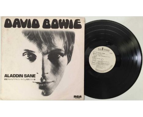 DAVID BOWIE - ALADDIN SANE LP (JAPANESE PROMO - RCA-6100). A stunning David Bowie LP rarity to kick-start today's auction. A 