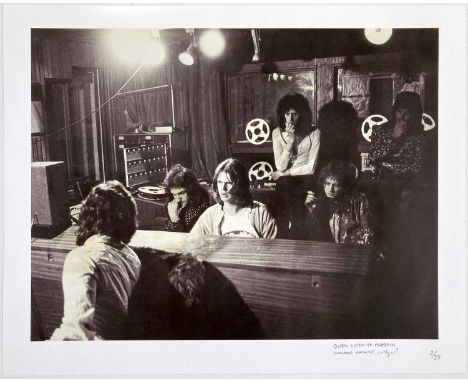 A limited-edition photo print from an edition of 25, 20 x 16". Depicts Queen during a studio session.