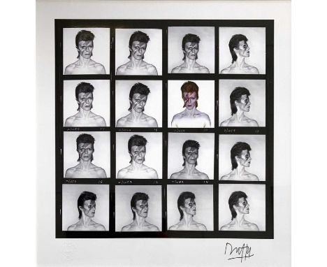 A mounted, framed and glazed ultrachrome limited edition archival contact sheet print, featuring images from the famous 'Alad