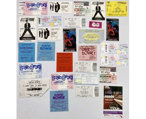 28 assorted ticket stubs for Bowie / Tin Machine concerts c 1970s - 00s. To include rare Japanese examples, a 1978 New Bingle