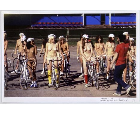 A limited-edition photo print from an edition of 25, 20 x 16". Depicts the famous 1978 Wimbledon Greyhound Track photoshoot.