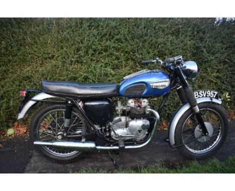 A 1964 Triumph Tiger 90, registration number BSV 957, frame number H36236, engine number H36236, blue. According to the Trium