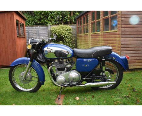 A 1960 AJS Model 20, registration number OSJ 798, frame number A75878, engine number 52664, blue. Introduced in 1948 Associat