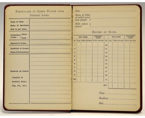 Taylor, J.H (Ed) - "The Golfers Record of Games" c. 1907 published by Dow & Lester London in the original red and gilt pictor