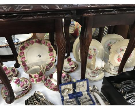 2 Royal Albert Old English Rose tea sets ****Condition report**** Old English Rose - 15 pieces in total, 4 trios, milk jug, s