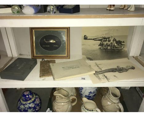 Misc. including military box, anti-gas eye shields, sketch pad etc.