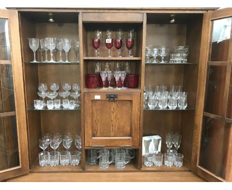 A fabulous lot of glasses including crystal, cut glass and ruby, in sets of 4's and 6's etc.