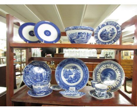 A mixed lot of blue and white including Spode.