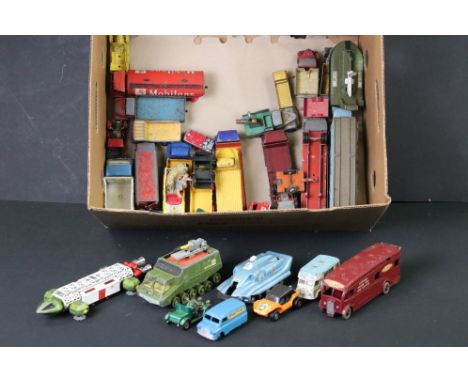 Around 30 mid 20th C play worn diecast models to include Dinky &amp; Corgi featuring many Dinky commercial examples, Dinky Sh