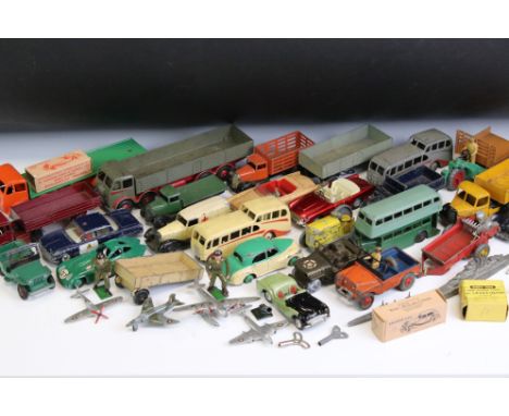 Around 35 mid 20th C play worn diecast models to include mainly Dinky examples plus Britains and Corgi with 2 x boxed Britain