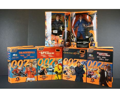 Hasbro Action Man - Six boxed James Bond Agent 007 ltd edn action figures to include AC042 The Spy Who Loved Me, AL012 The Wo