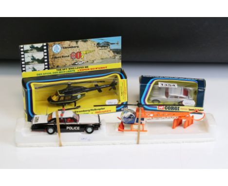 Two Boxed Corgi James Bond diecast models to include 926 Stromberg Helicopter (diecast gd with the odd paint chip, box window