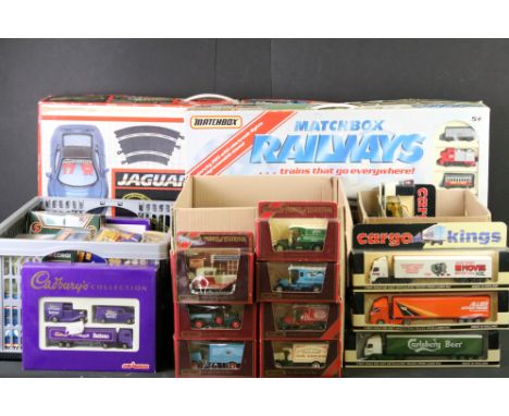 Boxed Scalextric Jaguar Challenge set with two slot cars &amp; boxed Matchbox Railways TN120 set, together with approx. 100 b