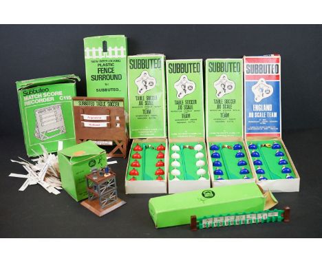 Subbuteo - Four boxed teams, circa 1970s, to include  Leeds Utd, Coventry City, England &amp; 175 Haiti, players gen gd / vg,