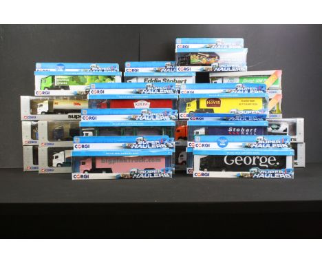 25 Boxed Corgi Superhaulers diecast model trucks to include 59512, 59551, 59546, 59517, TY86615, etc. Diecast ex, boxes gd ov