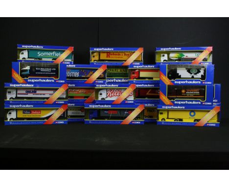 26 Boxed Corgi Superhaulers diecast model trucks to include TY86716, TY86808, TY87009, 59574, TY86605, etc. Diecast ex, boxes