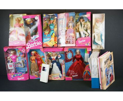 Barbie - Nine boxed Mattel Barbie dolls to include Air Force Stars n Stripes, Horse Lovin, Toy Story 2, Hula, Colonial, Toys 