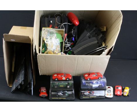 Ten cased &amp; uncased slot cars, mid 20th C onwards, to include 6 x Scalextric examples (Triang A.C.Cobra, Triang R/E Offen