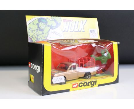 Boxed Corgi 264 The Incredible Hulk diecast model complete with figure, diecast excellent, a touch of squash to box window an