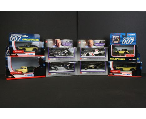 Eight Boxed Corgi Classics diecast models to include 4 x Donington Collection (97374, 97377, 97378, 97373) and 4 x James Bond