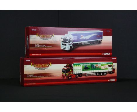 Two Boxed Corgi ' Hauliers of Renown ' 1:50 scale ltd edn diecast model trucks with COAs, to include CC13433 MAN TGA Cab &amp
