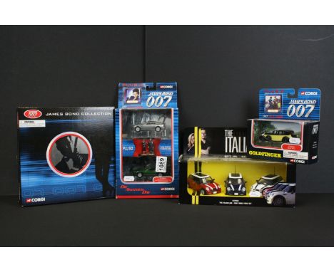 Four Boxed Corgi TV related diecast models / multi-model sets to include 3 x James Bond 007 (TY95903 4 Piece Gift Set, TY9590