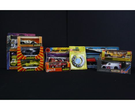 Ten Boxed diecast models to include 3 x Matchbox SuperKings - tatty boxes (K-12 Hercules Mobile Crane, K-9 Fire Tender, K-30 