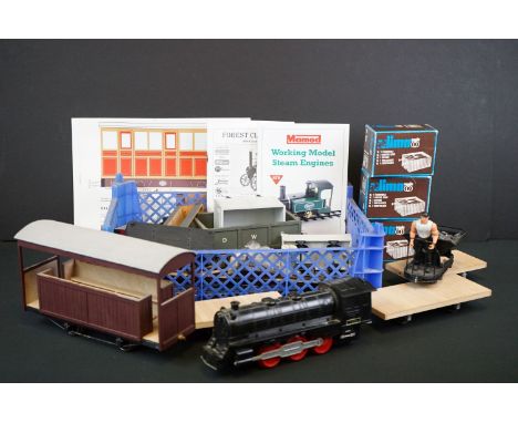 Quantity of O gauge model railway to include 6 x items of rolling stock, 3 x boxed Lima Buffer Stops etc 