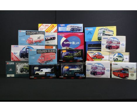 23 Boxed Corgi diecast models to include Tamar Link set, 2 x Golden Oldies, 3 x Nine Double Nine, The Delaine, 2 x The Connoi