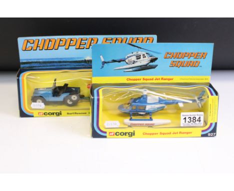 Two boxed Corgi Chopper Squad diecast models to include 927 Jet Ranger and 35 Surf Rescue, both ex 