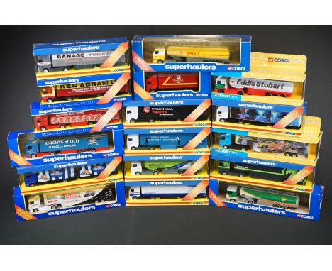 17 Boxed Corgi Superhaulers diecast model trucks to include TY87014, TY86725, CP86726, TY86629, 59513, etc. Diecast ex, boxes