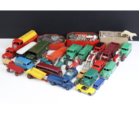 Around 25 mid 20th C play worn diecast models to include Dinky, Corgi and Matchbox, featuring Dinky Royal Mail Van, Dinky 283