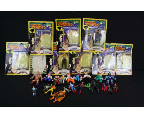 Collection of 1980s onwards action figures to include 8 x Playmates Dick Tracy (all with opened cards), 2 x Mattel Masters of