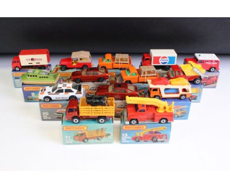 14 Boxed Matchbox 75 Series diecast models to include 10 x Superfast models (2 x 66 Ford Transit, 2 Rescue Hovercraft, 11 Car