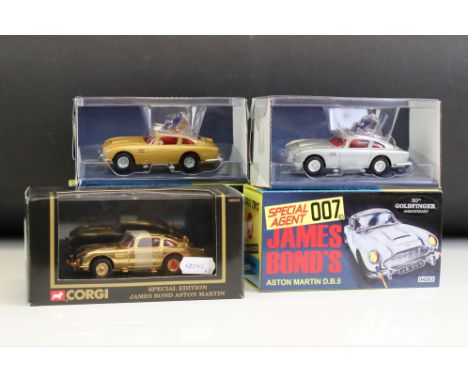 Three boxed Corgi James Bond 007 diecast models to include 2 x 04203 Goldfinger 50th Anniversary James Bond's Aston Martin D.