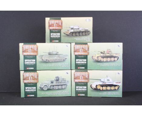 Five Boxed Corgi World War II Collection ' Operation Barbarossa ' 1:50 ltd edn diecast models to include CC60203 PzKpfw, CC60