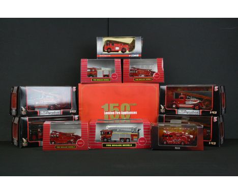 11 Boxed &amp; cased diecast fire related models to include Oxford 150 Years London Fire Appliances Anniversary Set, 4 x Road