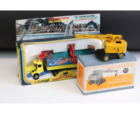 Boxed Corgi 1164 Dolphinarium diecast model (diecast vg, one dolphin missing, missing box window), plus a boxed Dinky Superto