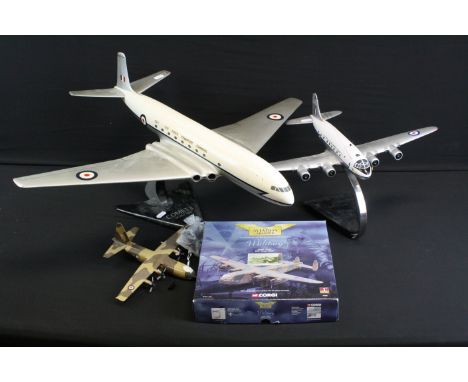 Three diecast / metal aeroplane models to include a boxed Corgi Aviation Archive 47204 Avro York - RAF Kings Flight (lacking 