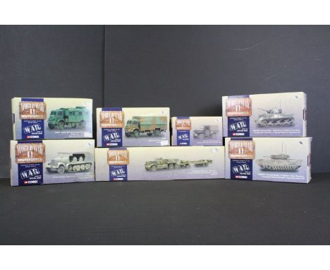 Seven Boxed Corgi World War II Collection 'War Across The Western Front' ltd edn diecast models, mostly 1:50 scale, to includ