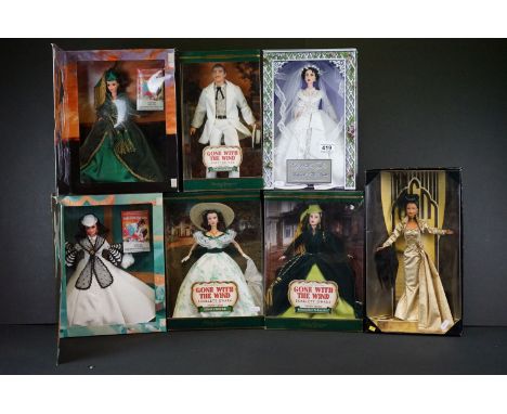 Barbie - Seven boxed movie related Mattel Barbie dolls to include 3 x Gone With The Wind (Rhett Butler and 2 x Scarlett O'Har