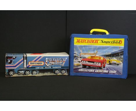 Matchbox Superfast Collector's Carrying Case containing 89 diecast models within 4 trays, mostly Mattel Hot Wheels examples (