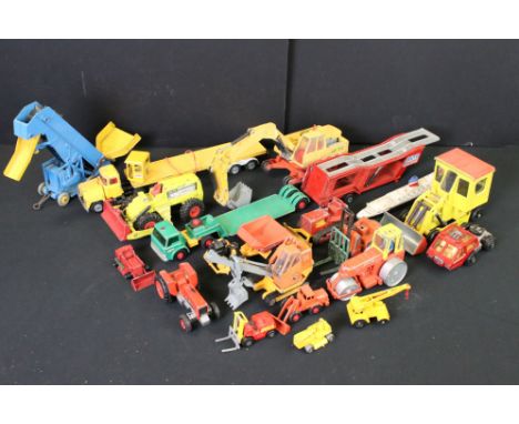 Around 20 play worn mid 20th C Matchbox, Dinky &amp; Corgi commercial and construction diecast models to include Dinky Covent