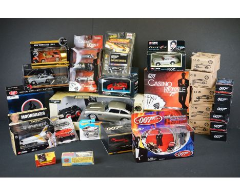 27 Boxed / carded James Bond 007 diecast models to include Corgi, Hot Wheels, Kyosho and Italeri examples, featuring Corgi TY