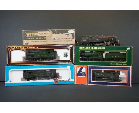 Five boxed OO gauge locomotives to include Wrenn W2218 2-6-4 Tank BR, Replica Railways No 11041 Collett Goods GWR green with 