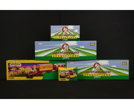 Five Boxed Corgi Classics diecast models / multi-model sets, to include 3 x Fairground Attractions (CC10706, CC10804, CC07401